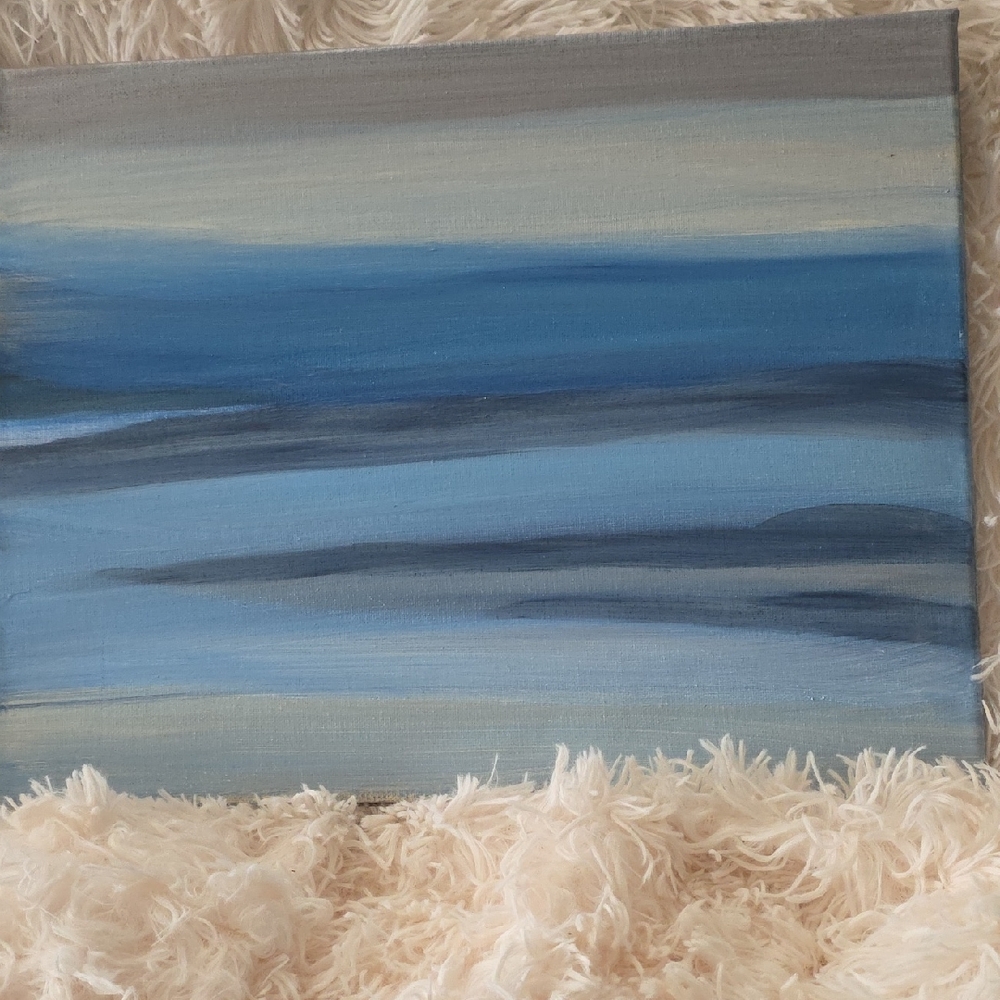 Painting Art Abstract Blue and Gray Canvas Art